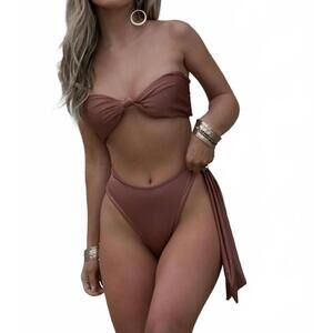 NEW KADIMAH orly bandaeu bikini top in bronze